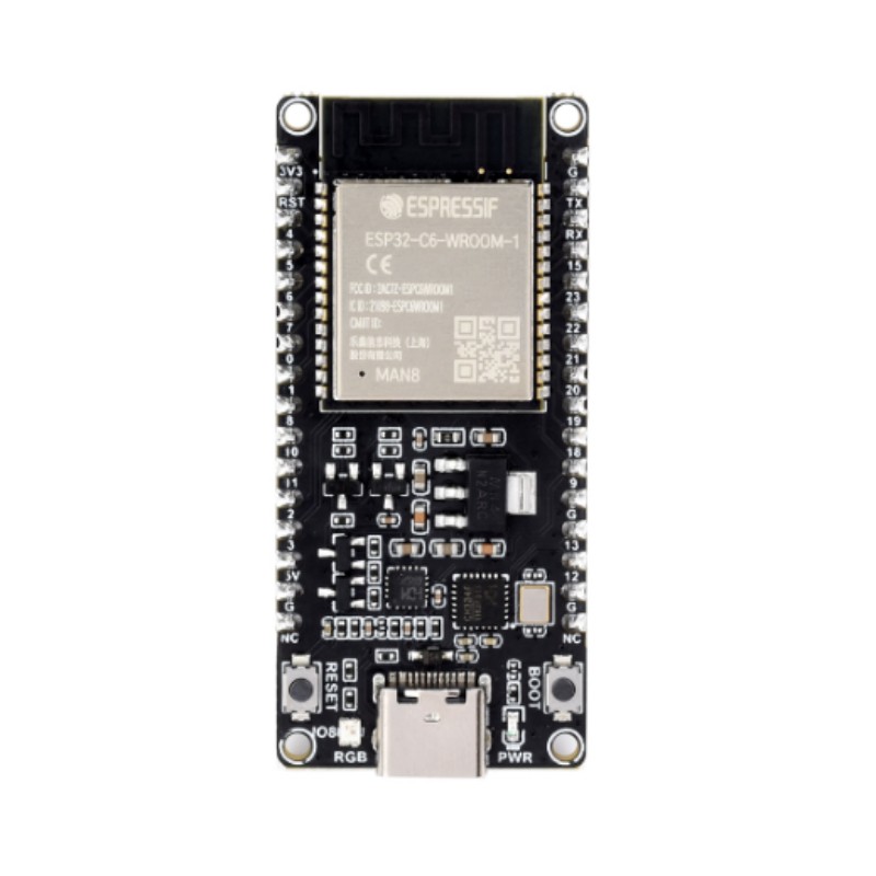 ESP32-C6-DEV-KIT-N8-M su litavimo PINS